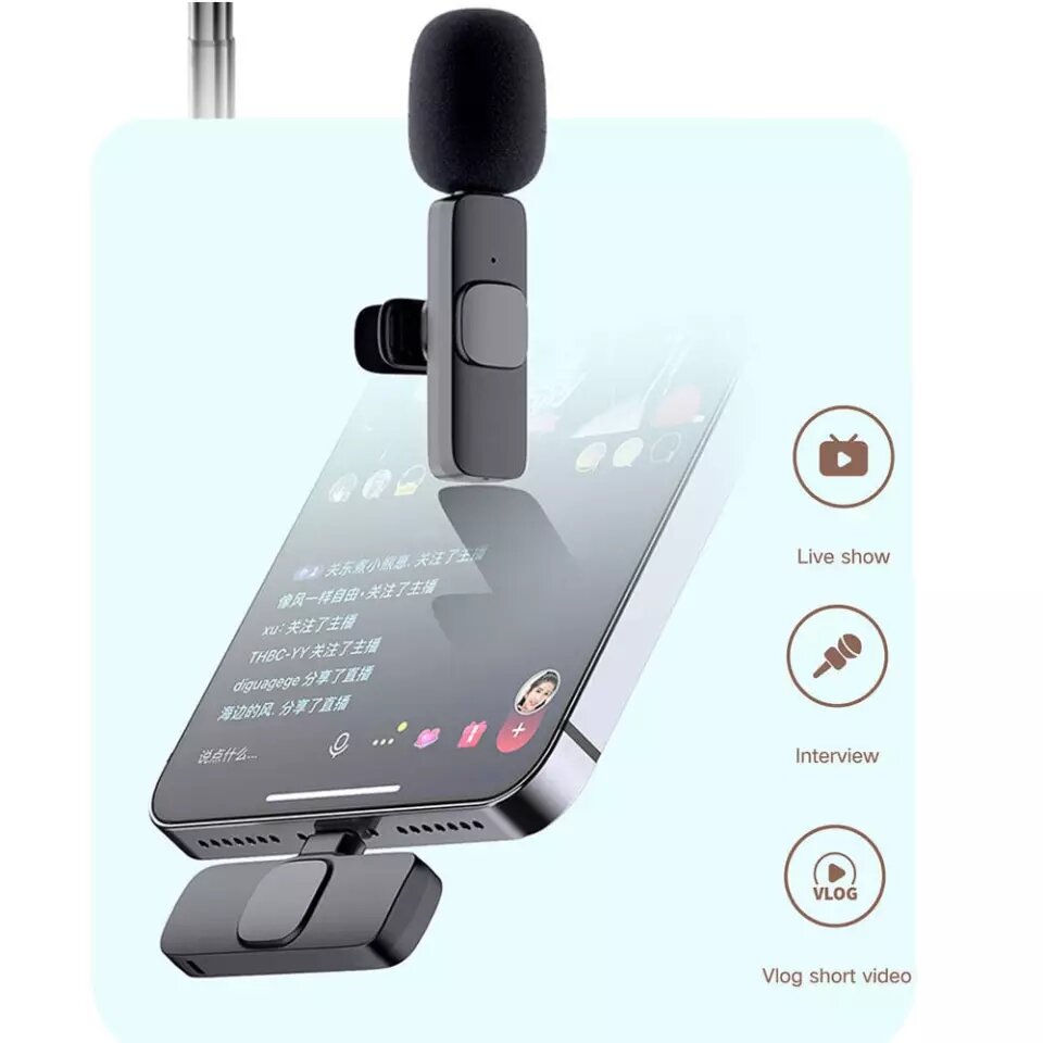 Mic cài áo không dây cho cho điện thoại Android Iphone (loại 1 mic) giúp quay phim thu âm live stream siêu rõ nét