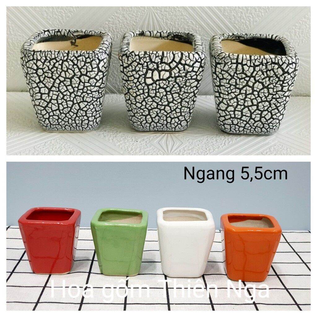 Chậu gốm sứ trồng cây - Chậu gốm sứ vuông Bát Tràng