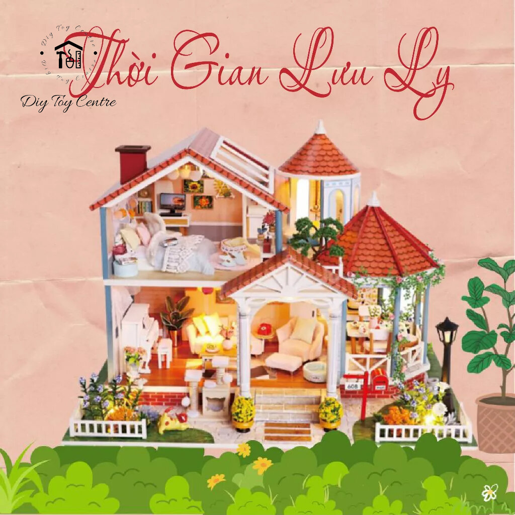 Mô hình đồ chơi trí tuệ DIY Nhà búp bê cute thủ công tự làm lấy bằng gỗ phong cách hiện đại dễ thương Thời Gian Lưu Ly