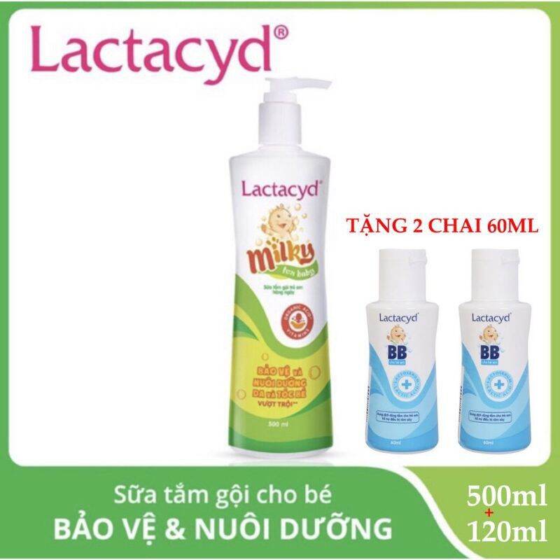 Sữa tắm gội trẻ em Lactacyd milky 500ml/250ml
