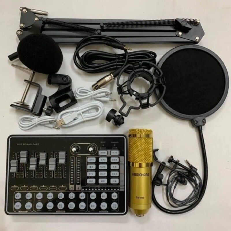 CHỌN BỘ HÁT THU ÂM LIVESTREAM BM900-CARD H9 KÈM PHỤ KIỆN BH 6 THÁNG