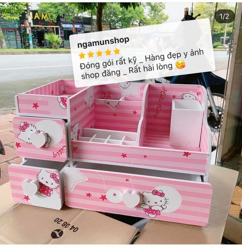 KỆ MỸ PHẨM 3 NGĂN XÉO MÈO KITTY