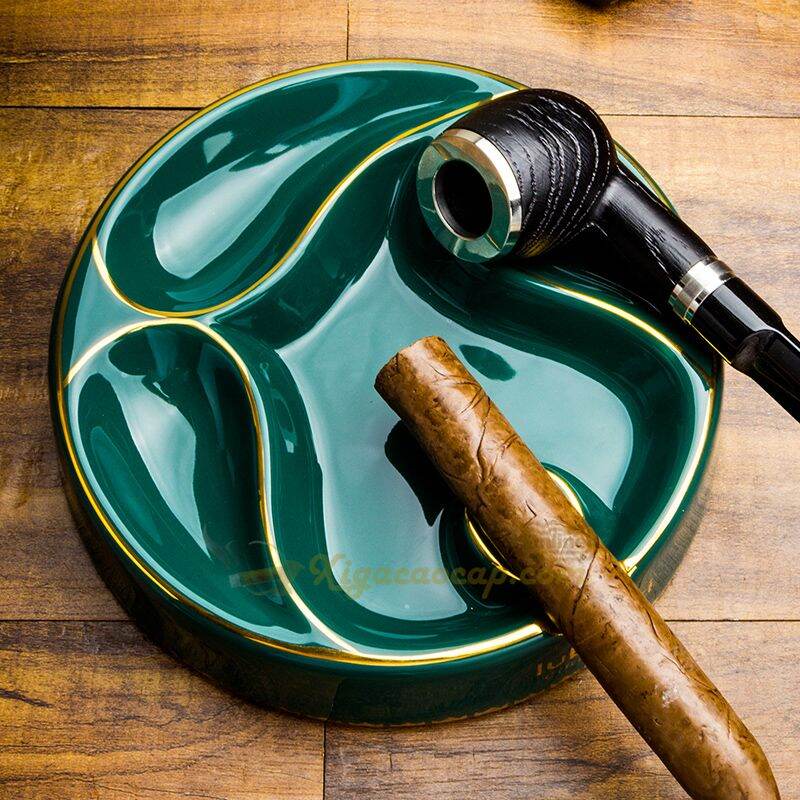 Gạt Tàn XÌ Gà Sứ Lubinski 2in 1 vừa để Tẩu vừa để cigar màu xanh ngọc