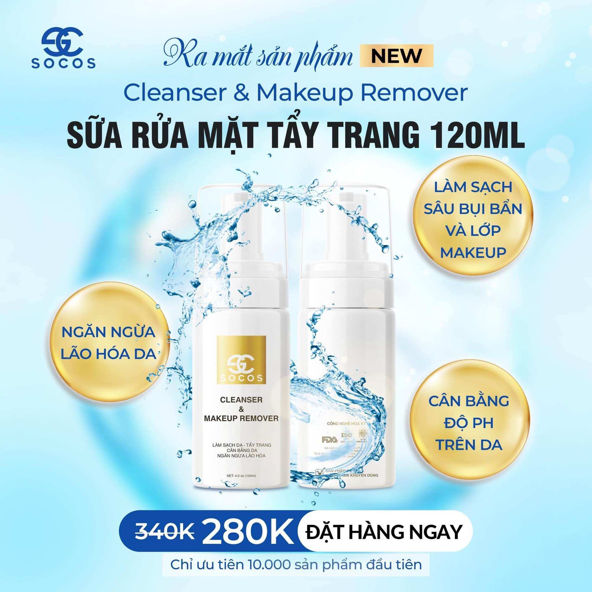 SỬA RỬA MẶT TẨY TRANG SOCOS 120ML