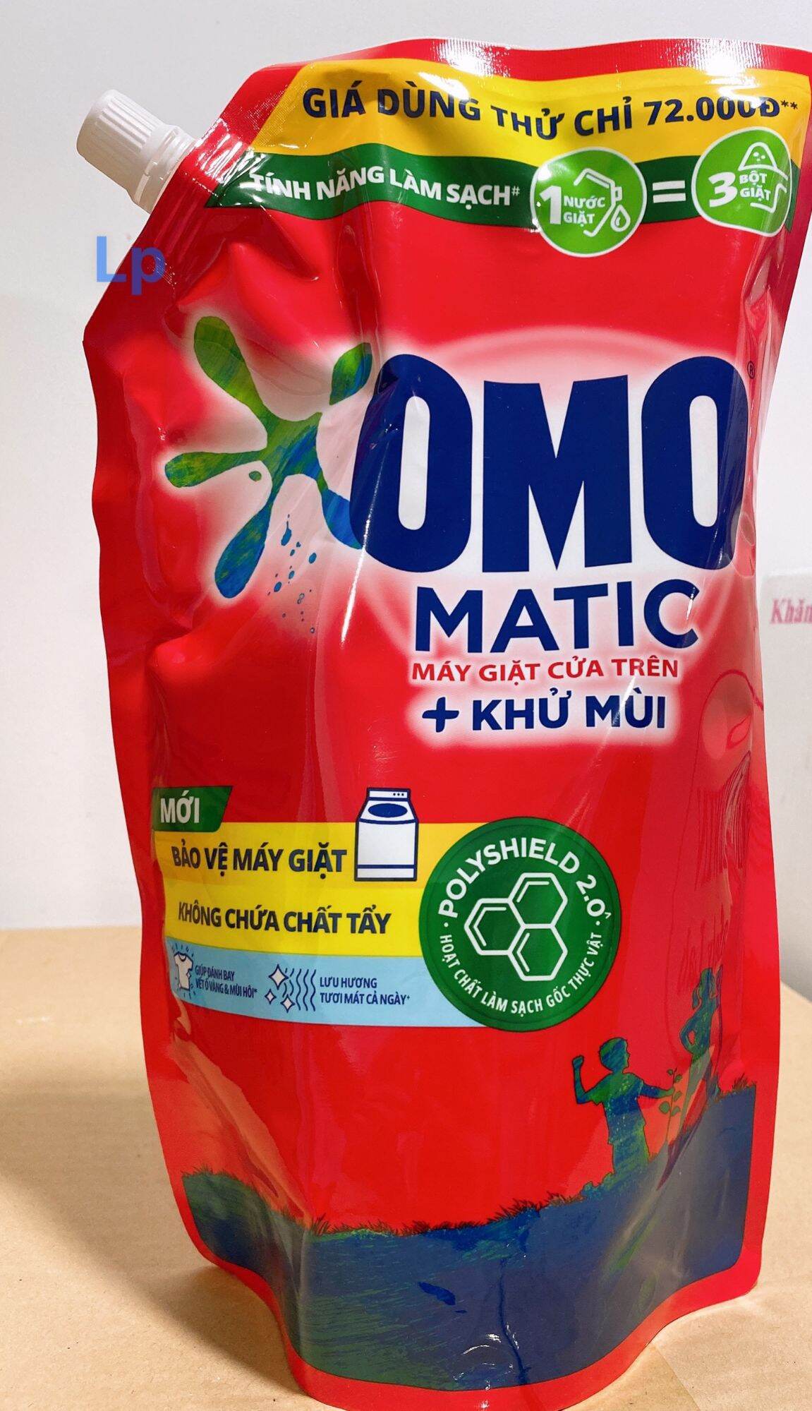 2 GÓI NƯỚC GIẶT OMO MATIC COMFORT CỬA TRÊN  TỔNG 1.2LÍT