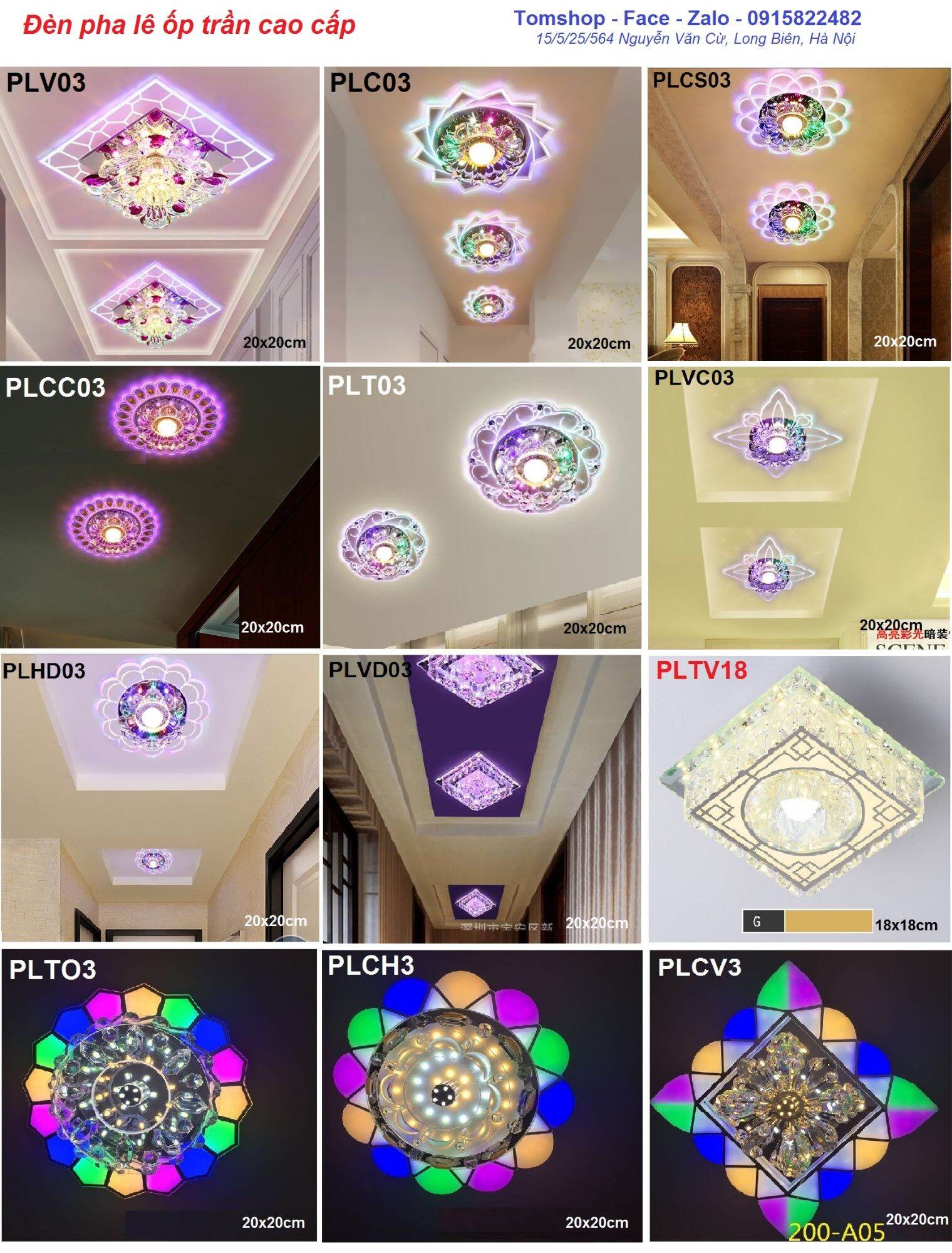 Đèn Led pha lê ốp trần LPLV03
