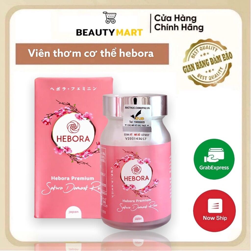 Viên uống thơm cơ thể Hebora nhật bản, tạo hương thơm, khử mùi hôi cơ thể - Chính hãng