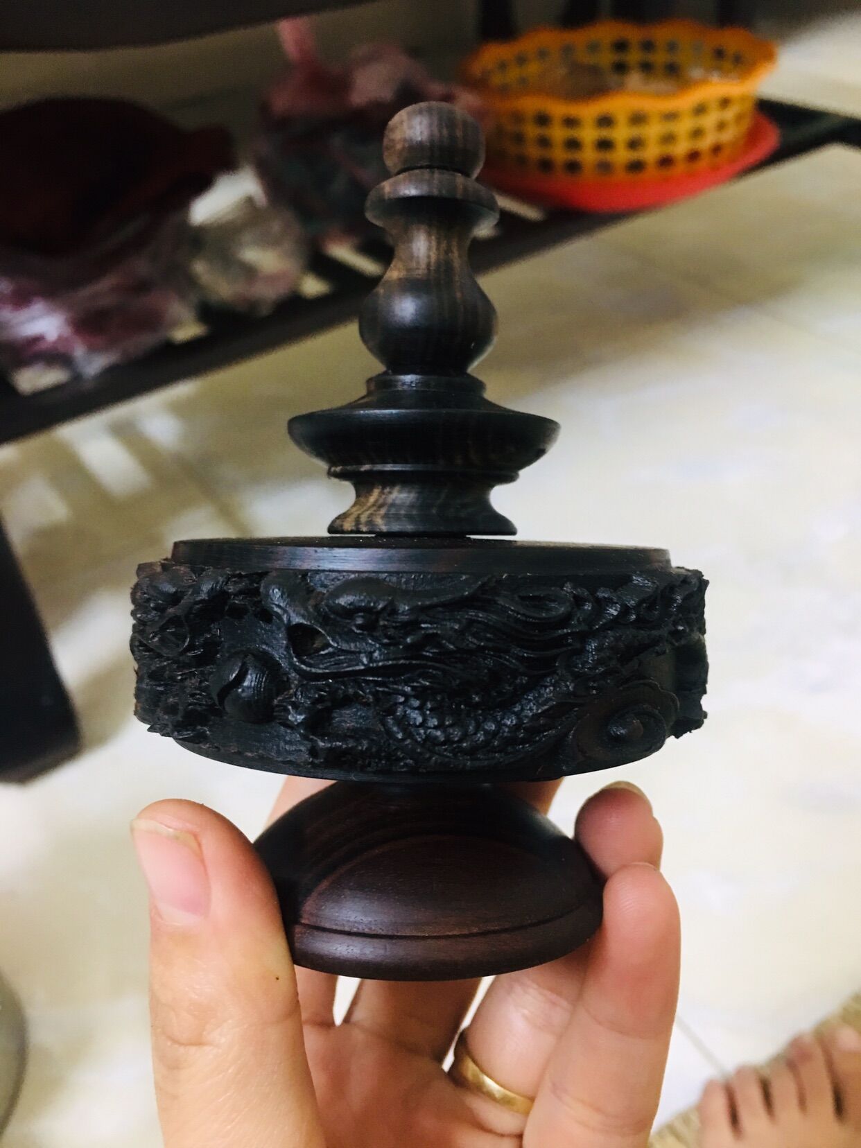 Nậm gỗ mun đục CNC cho lồng vuông-phụ kiện lồng chim cảnh
