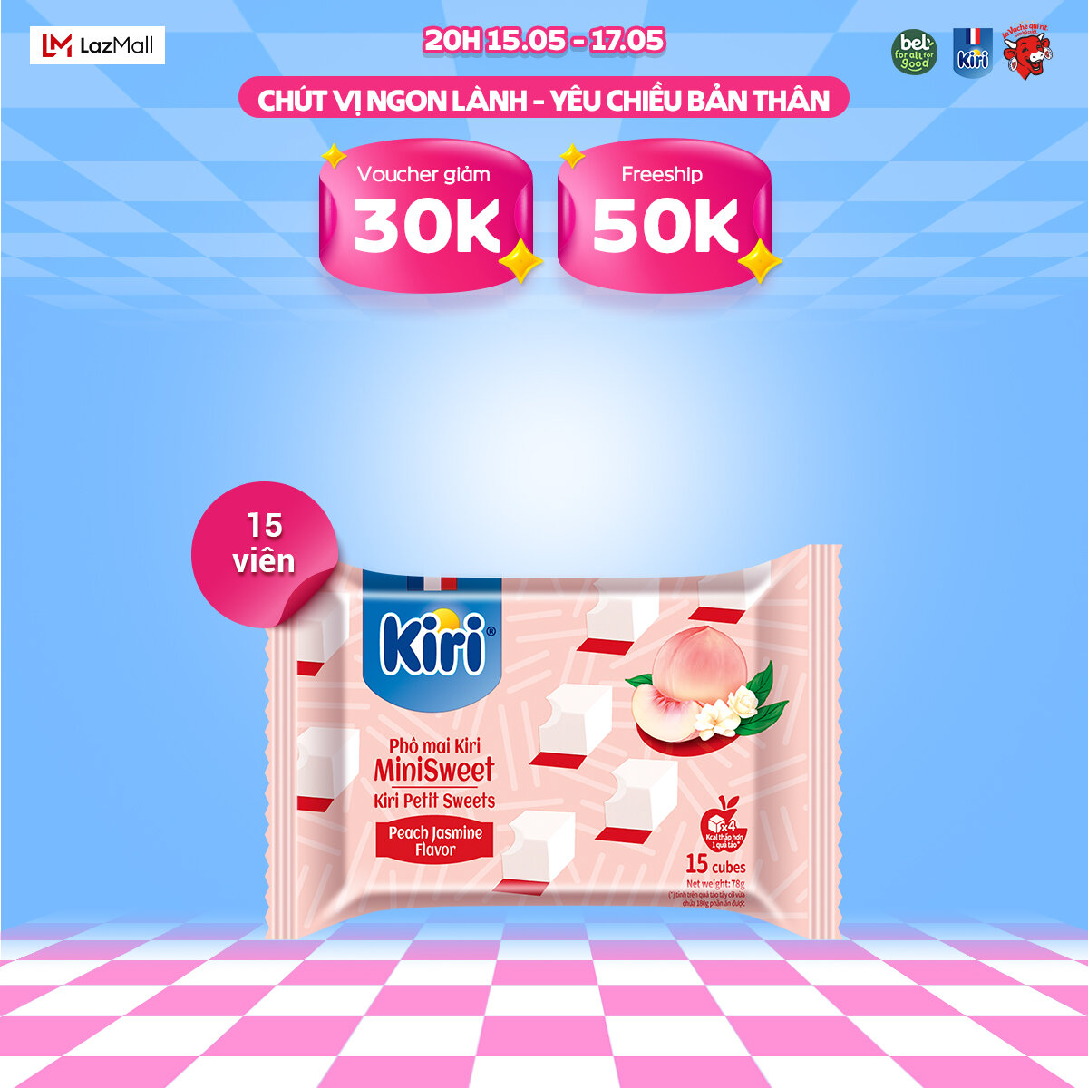 Phô Mai Kiri Vị Đào hoa nhài 15C 78G
