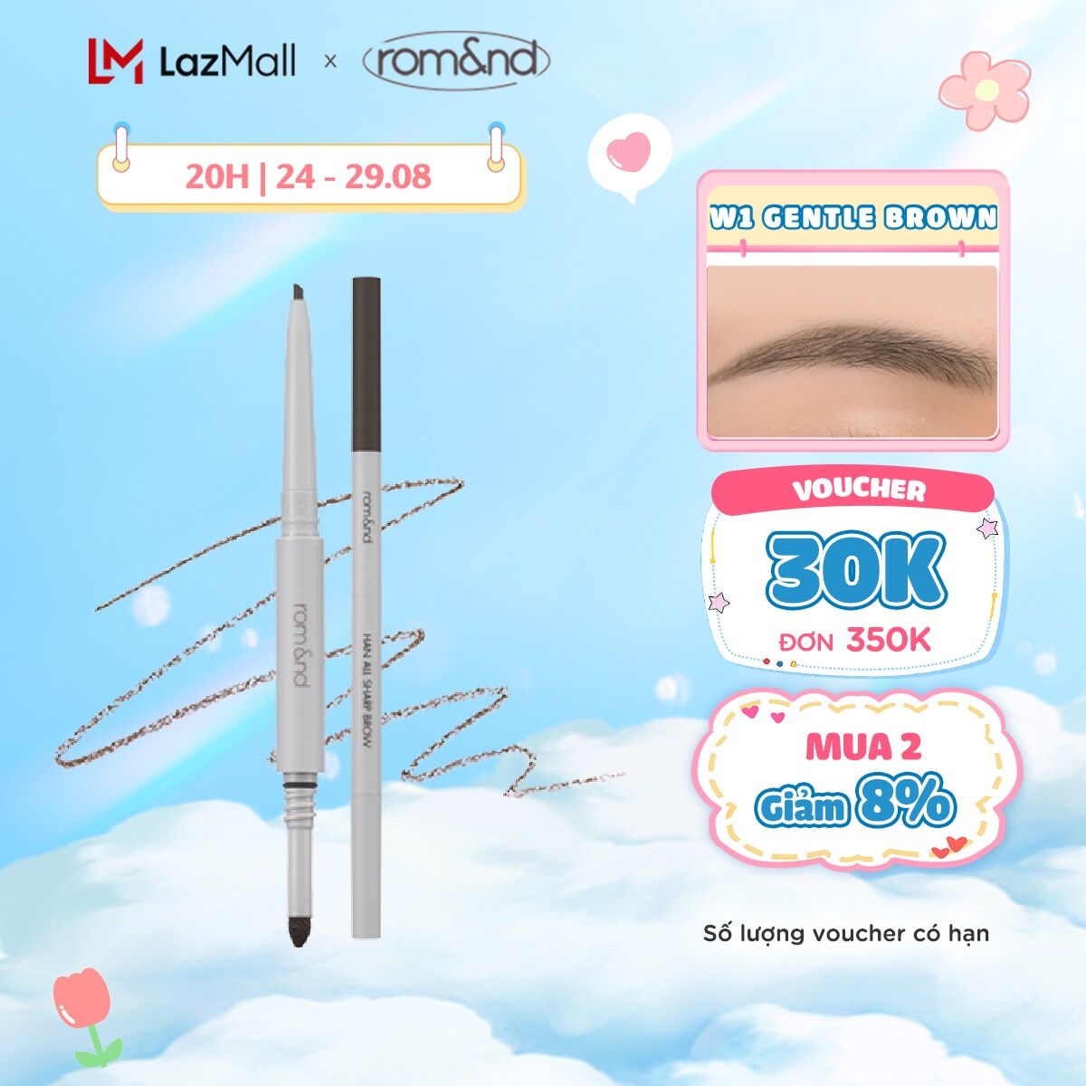 Chì kẻ mày nét mảnh 3 trong 1 hàn quốc romand han all sharp brow - han all line