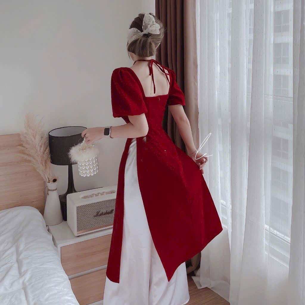 (SHOP TÁO ĐỎ BIGSIZE 50KG ĐẾN 90KG) set áo dài cổ yếm không nơ
