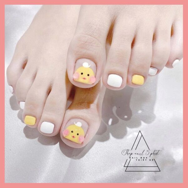 Nail box - Móng chân giả thiết kế sơn gel hoạ tiết hoạt hình - bộ 24 móng kèm keo
