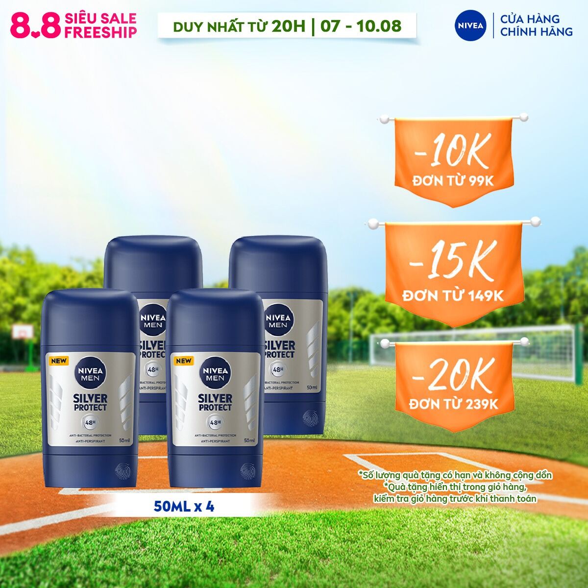 Bộ 4 sáp khử mùi nivea men phân tử bạc - 83181