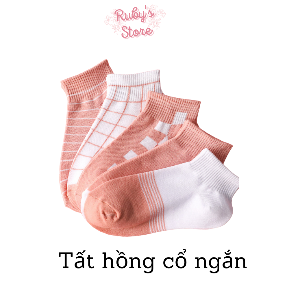Tất vớ hồng karo dễ thương phong cách hàn quốc