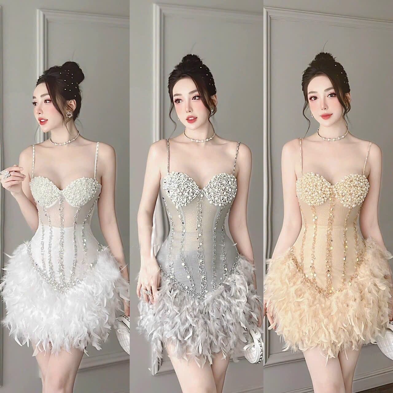 Đầm body cup kết cườm
