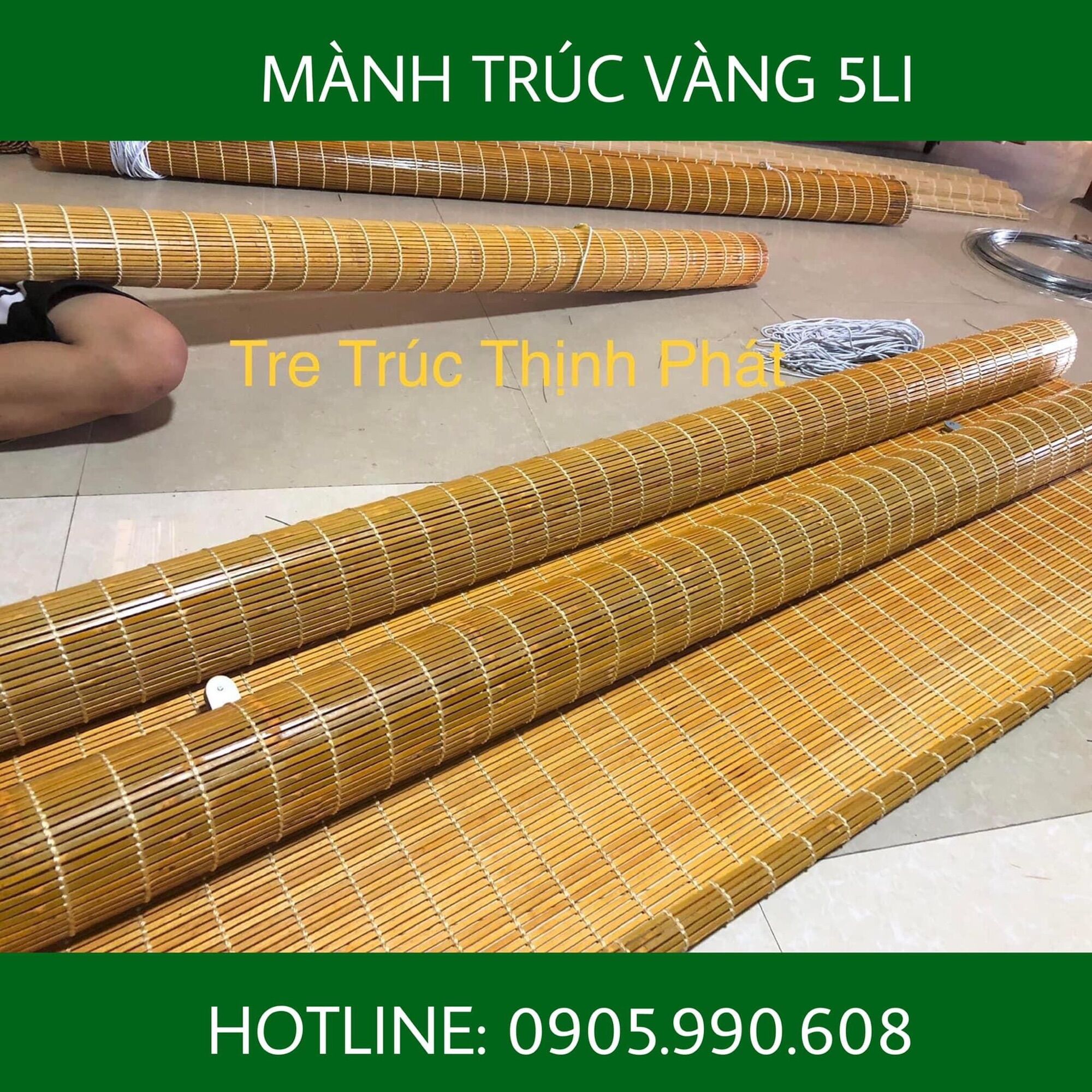 Mành tre trúc che nắng Mái Hiên. Mành rèm tre trúc Vàng Nan 5Li. IB kích thước khác.