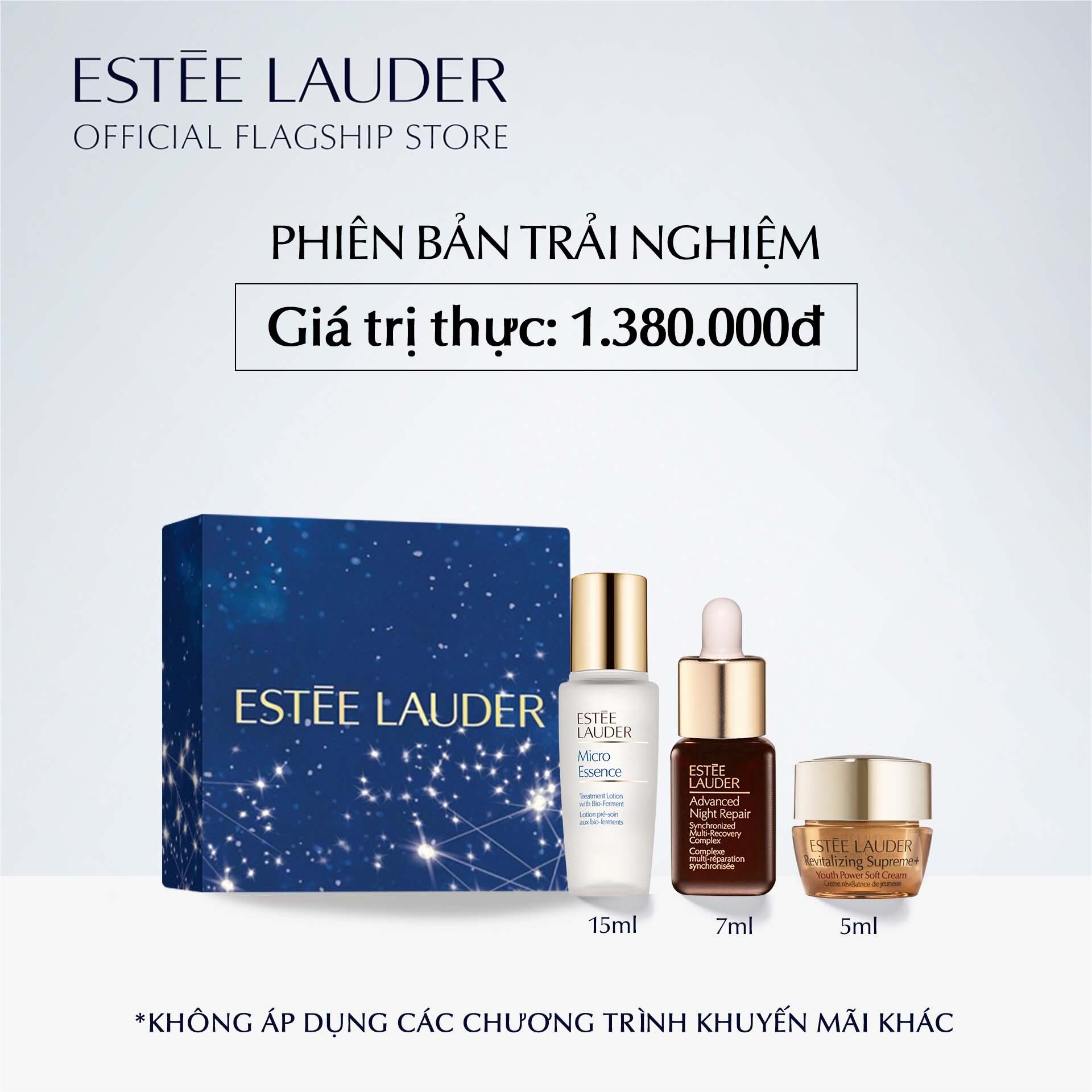 Bộ 3 bước hoàn hảo - Tinh chất phục hồi chống lão hóa Estee Lauder Advanced Night Repair Synchronized Multi-Recovery Complex-Serum 7ml, Kem dưỡng chống lão hóa Supreme+ 5ML, Nước dưỡng Micro Essence 15ml