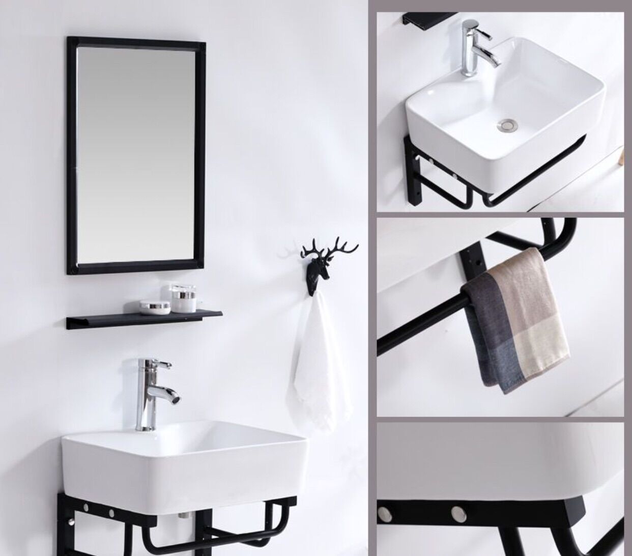 Tủ kệ lavabo treo tường nhà tắm , set lavabo kệ đen, set tủ kệ lavabo sơn tĩnh điện, tủ lavabo tối giản , lavabo mini cao cấp nhập khẩu