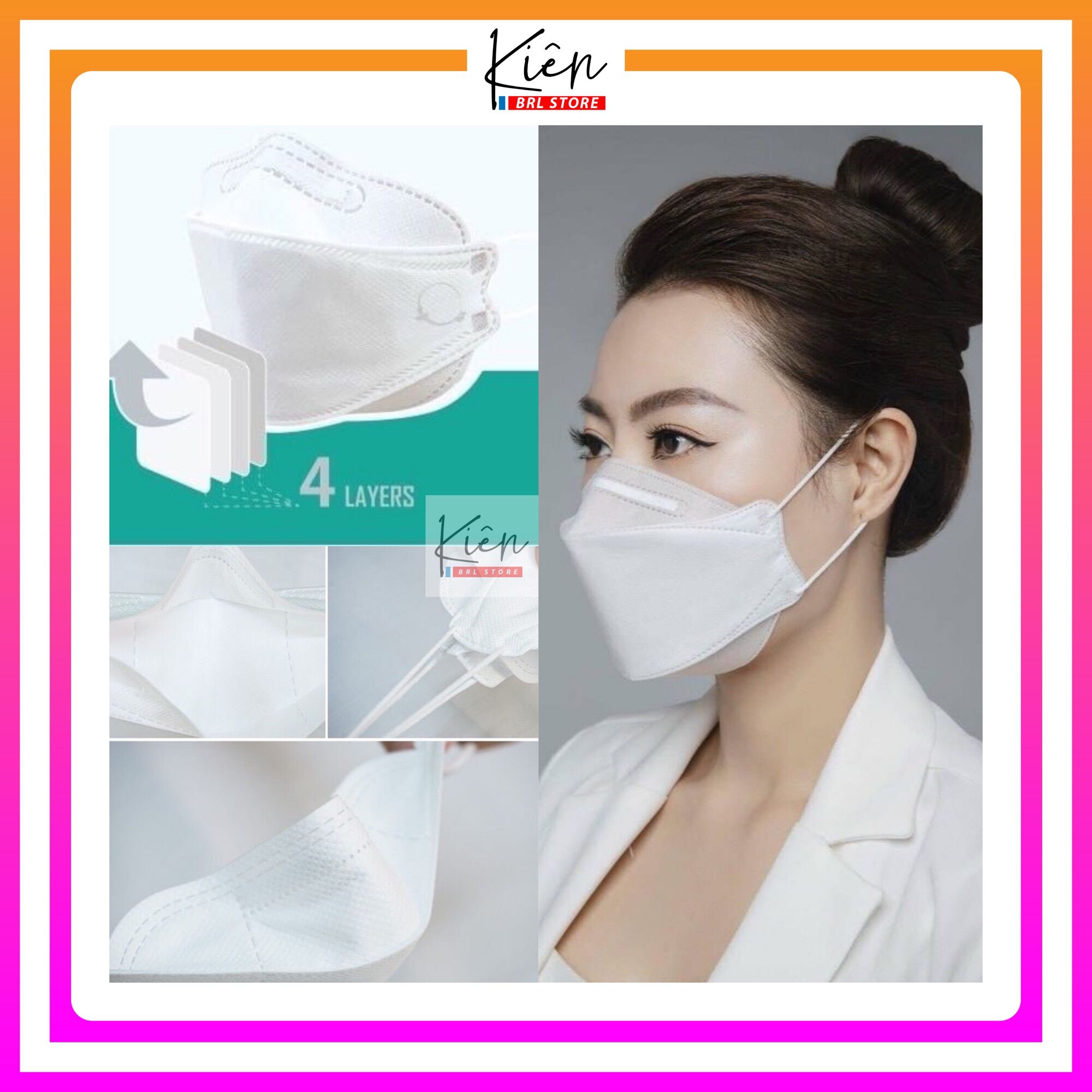 Khẩu trang 4d mask kf94 kháng khuẩn - khẩu trang kháng khuẩn ,ngăn ngừa khói bụi 4 lớp