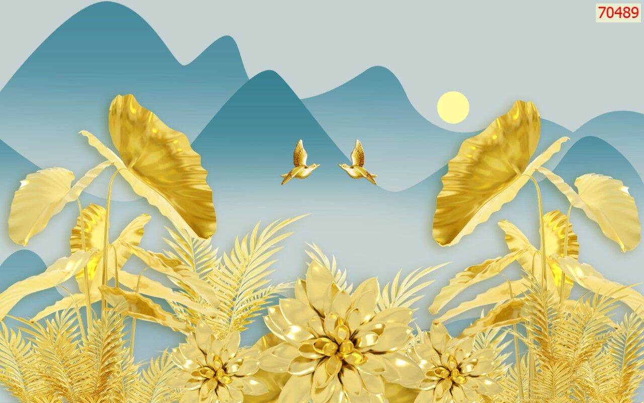 Tranh lụa hoa sen vàng 3d - za.lo 0367536104