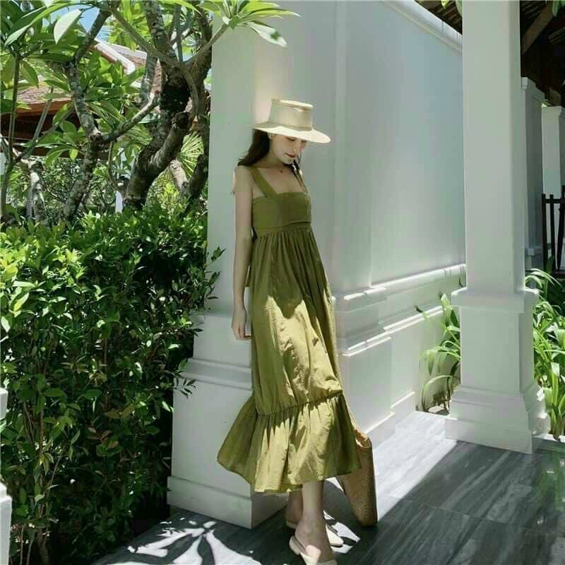 Đầm dây đi biển đủ màu nơ cột sau lưng #lsa
