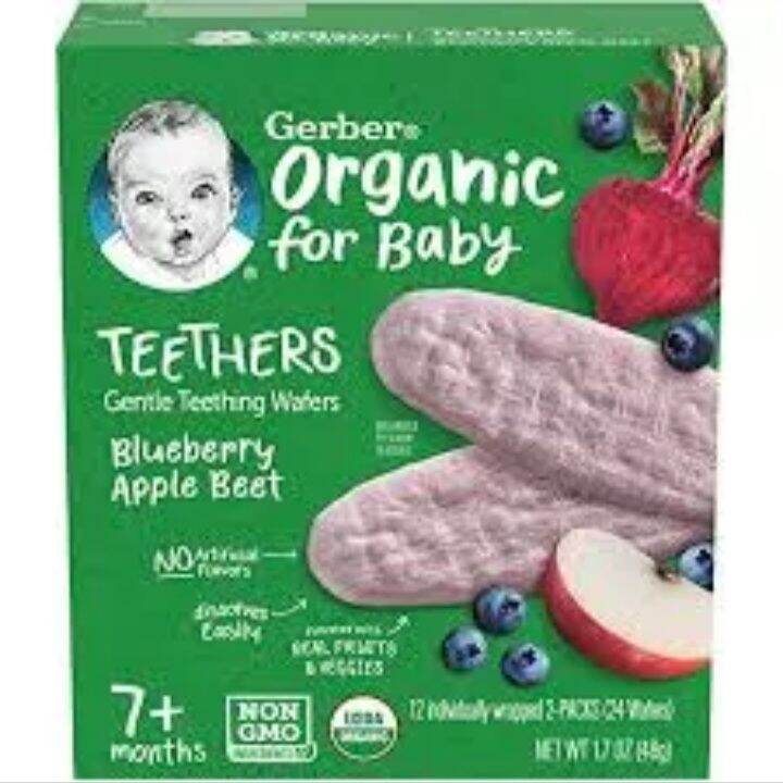 r(Date 20/10/2024 - Nhập Mỹ) Bánh gạo xốp ăn dặm Gerber Teethers cho bé từ 7 tháng