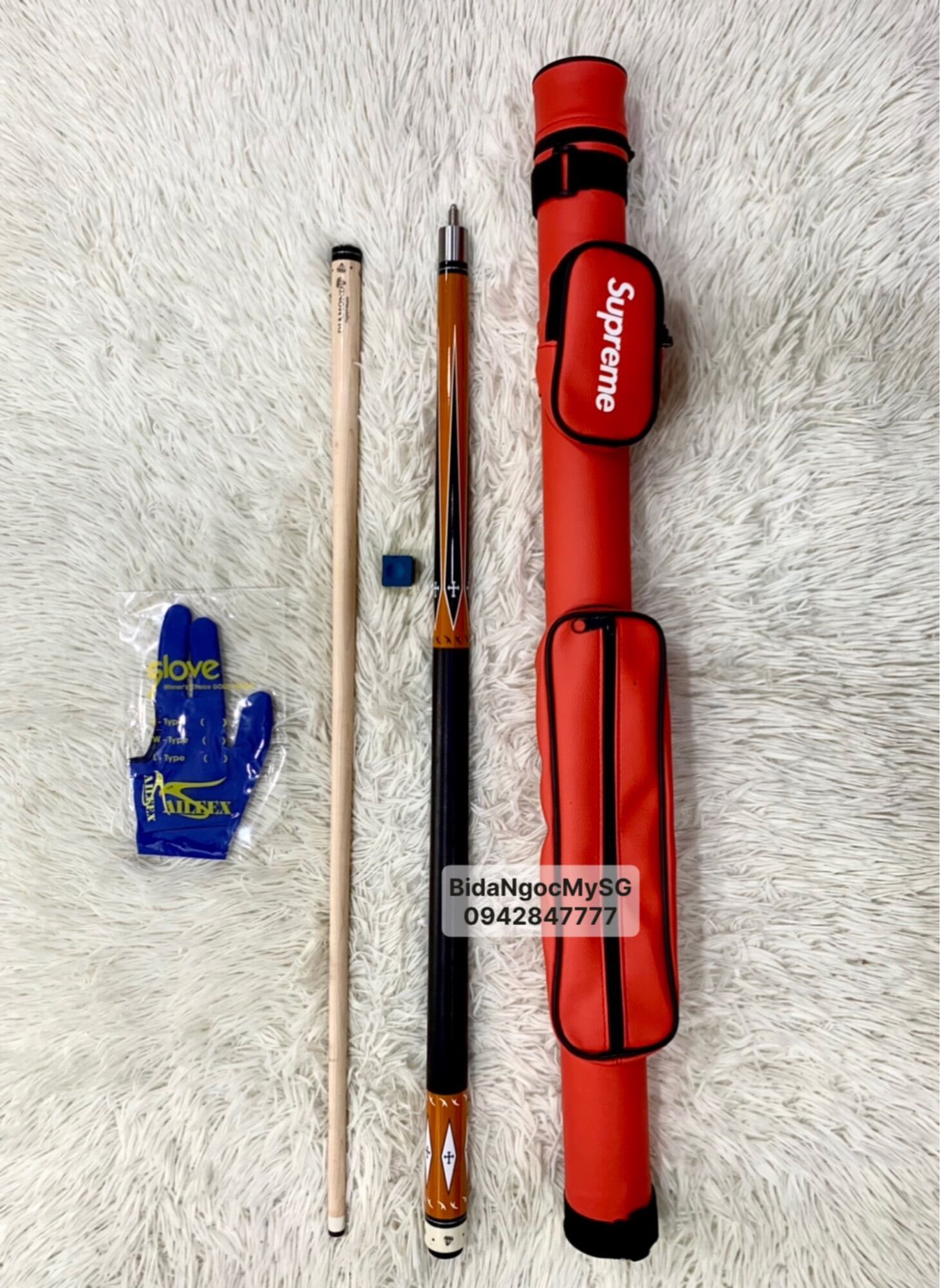 Combo cơ bida lỗ Diamond, tặng bao đựng cơ, găng tay, lơ