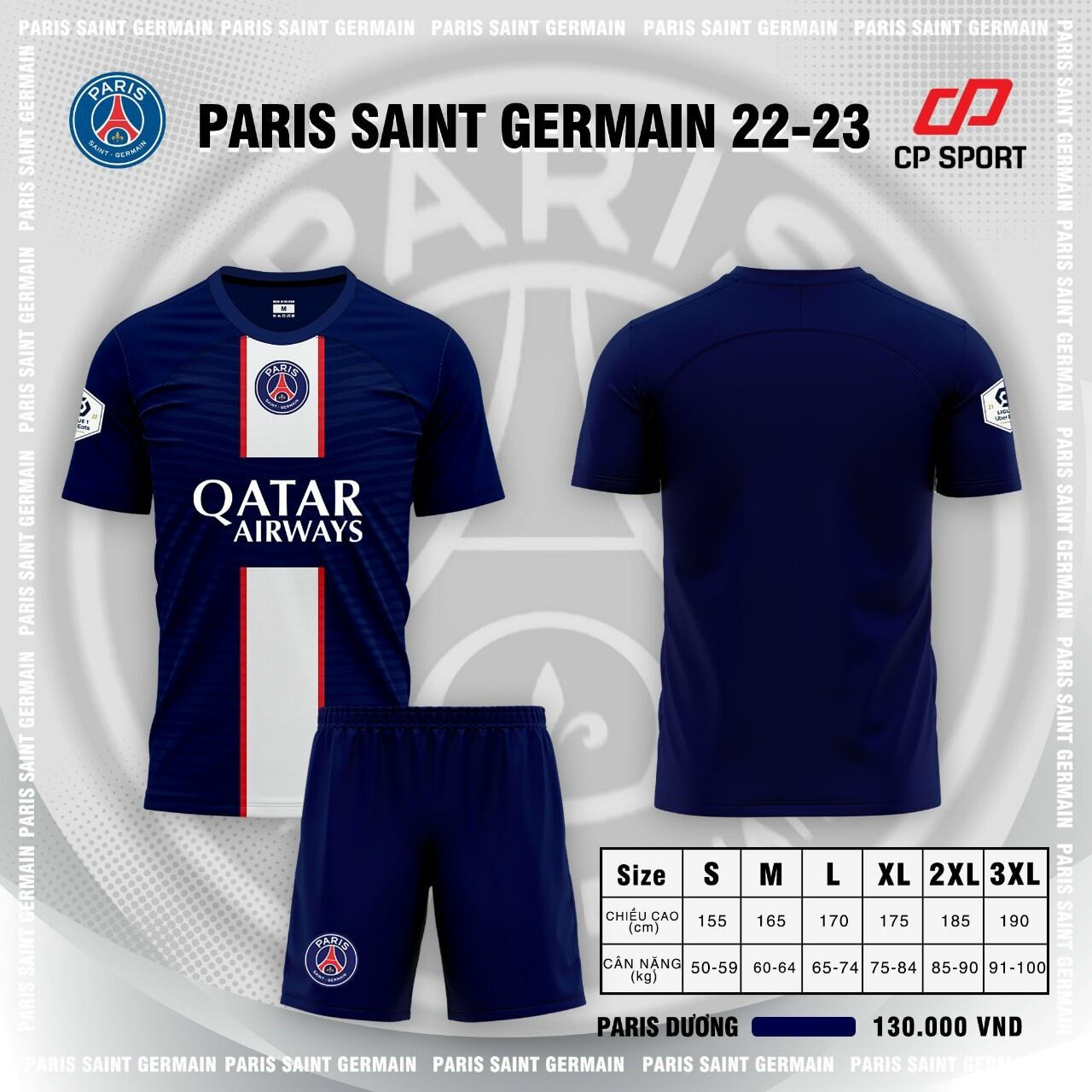 Bộ quần áo bóng đá cp sport pari dương sân nhà 2022 2023