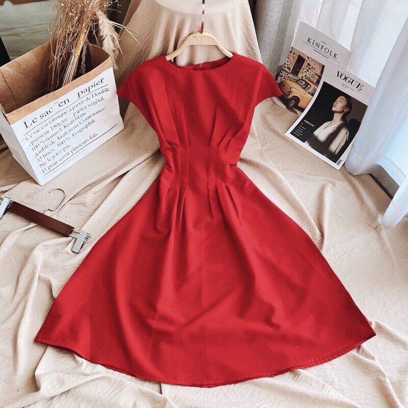 Đầm nữ dự tiệc xếp ly eo cực dể thương