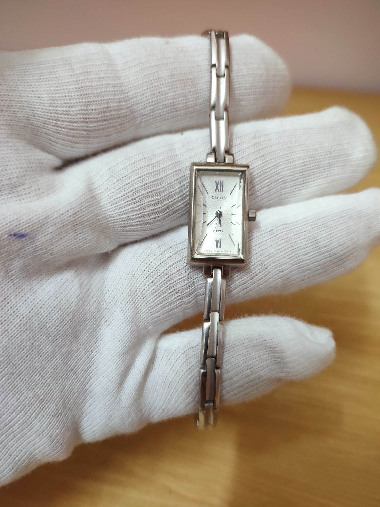  Đồng hồ Citizen Cletia lắc nữ Nhật Bản size tank 14mm hình thức đẹp 95% dây khóa zin thép không rỉ 