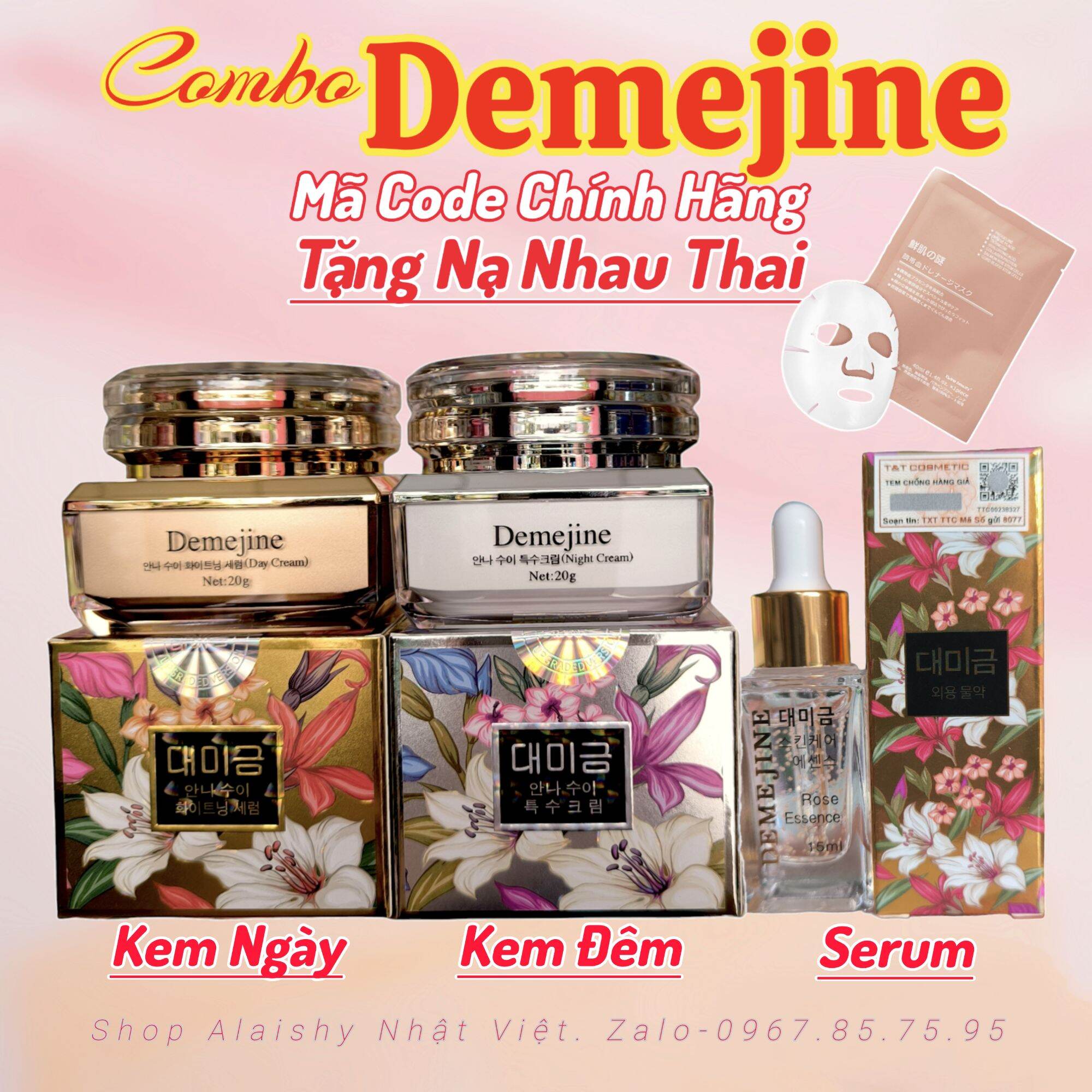 [TẶNG QUÀ] [Chính Hãng 100%] Combo Kem Demejine Hàn Quốc Ngày, Đêm và Serum - Kem Demejine DN 20g - 