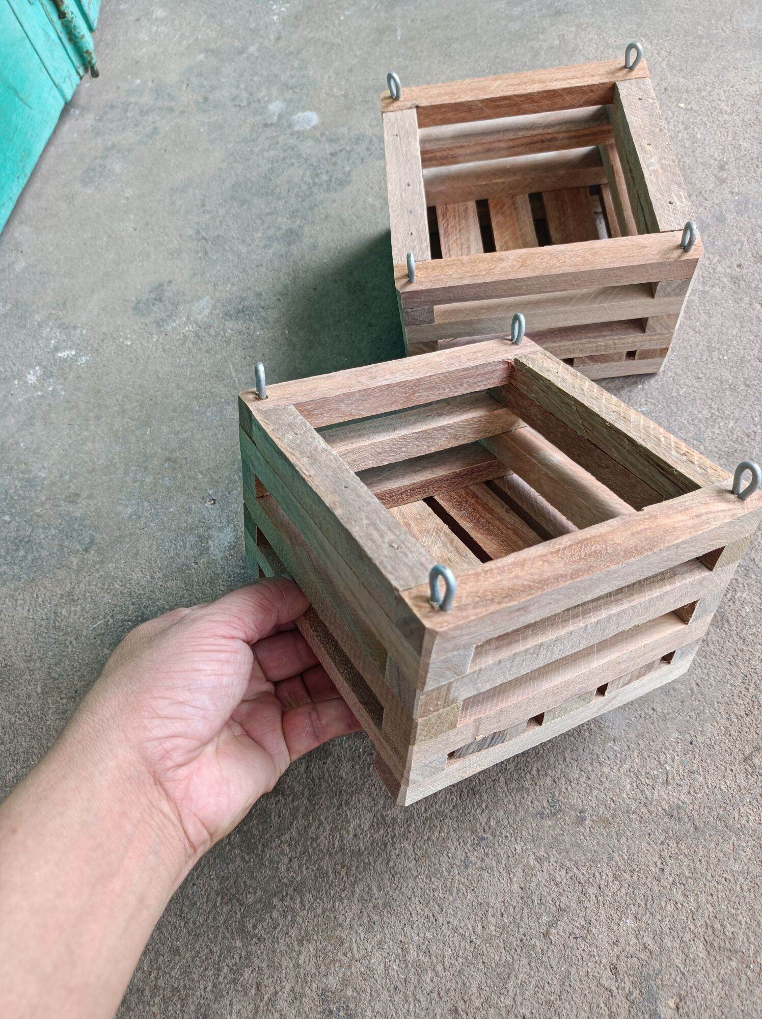 Combo 5 chậu gỗ trồng lan hình vuông 15x15cm