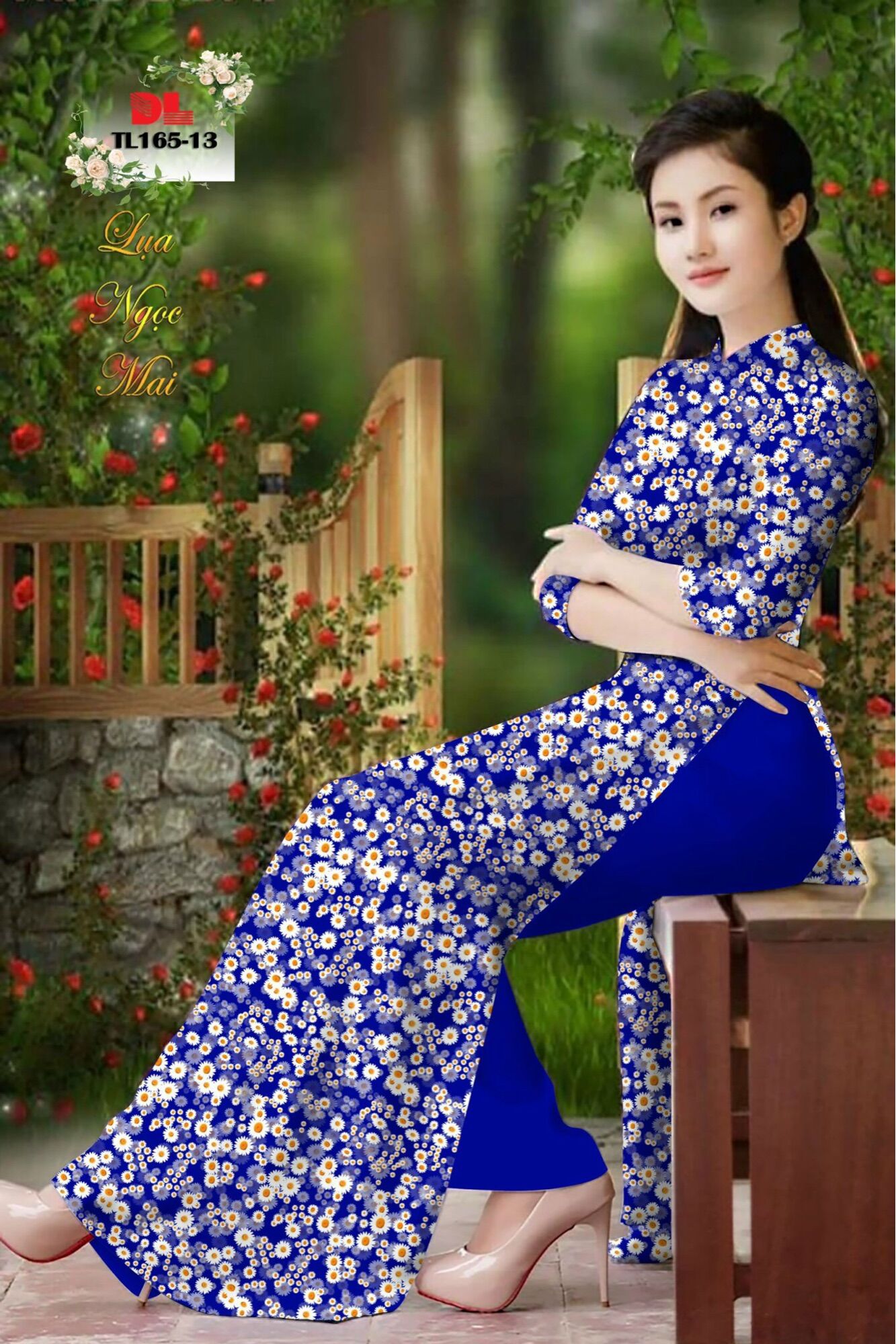 Vải áo dài hoa cúc