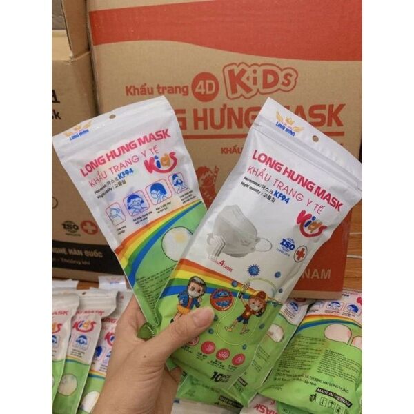 [COM BO 100 CHIẾC]Khẩu trang kf94 trẻ em Long hưng kháng khuẩn chống bụi tốt an toàn mùa dịch