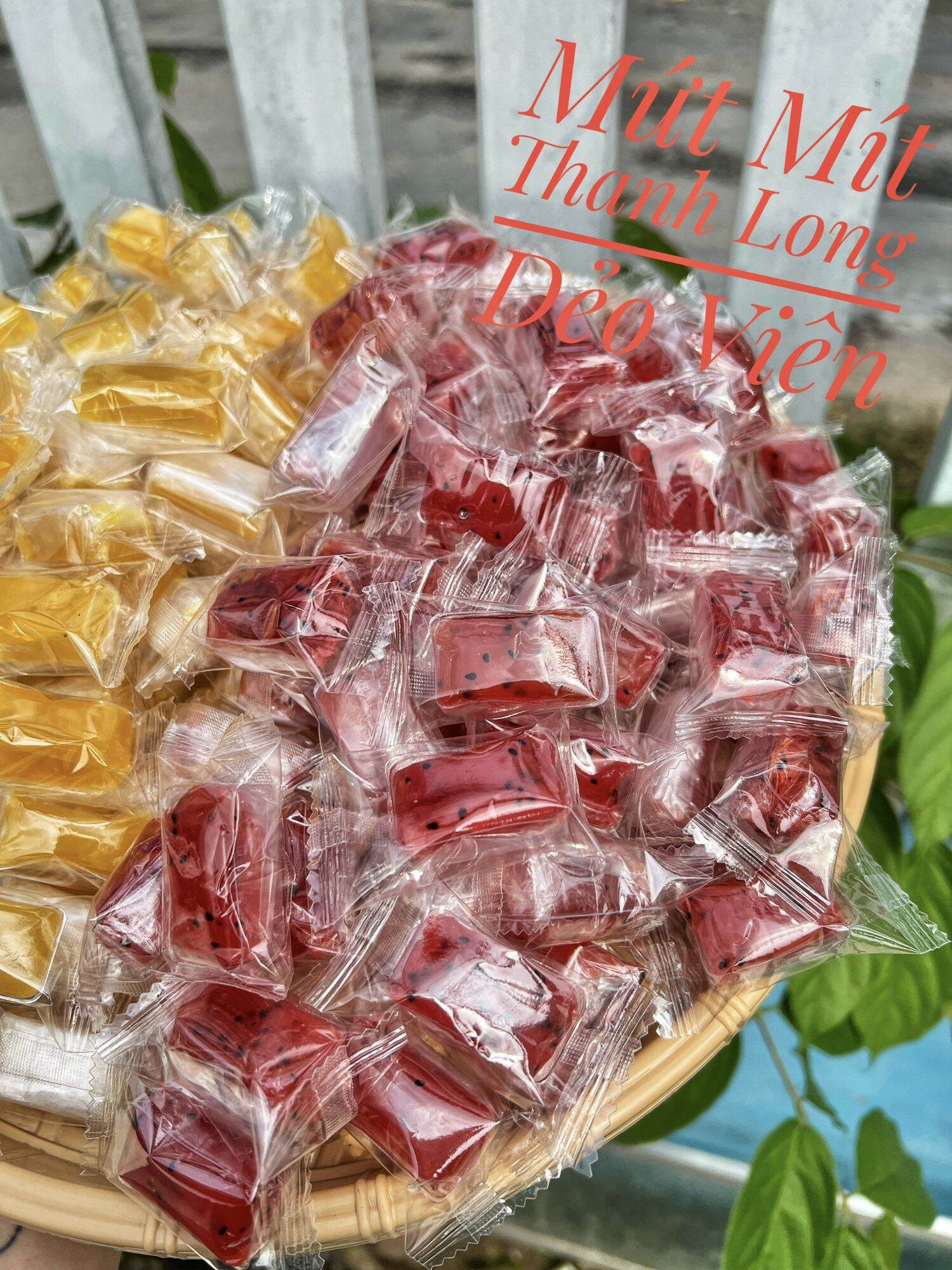Mứt thanh long mix mứt mít dẻo viên 1kg