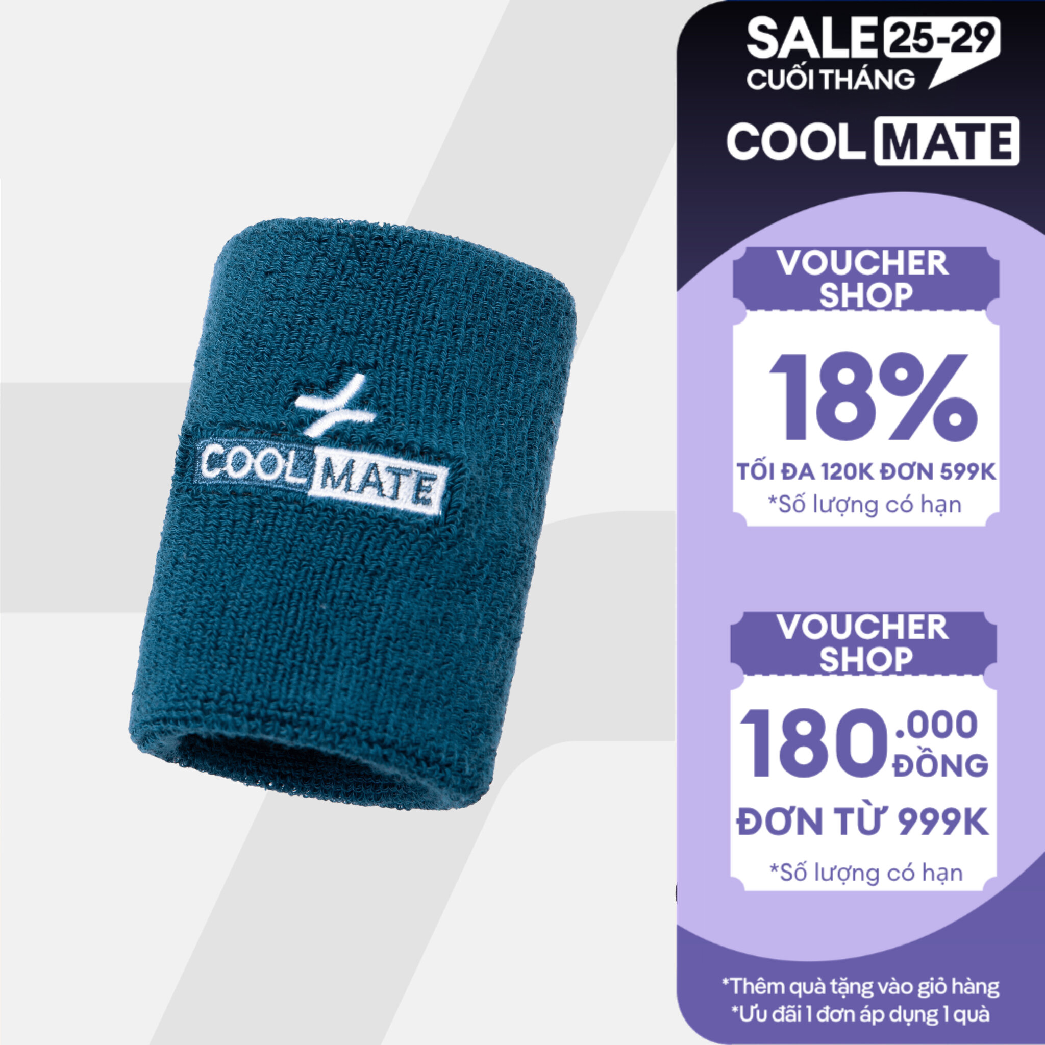 Băng tay thể thao Wristband mềm mại, thấm hút mồ hôi tốt - Coolmate