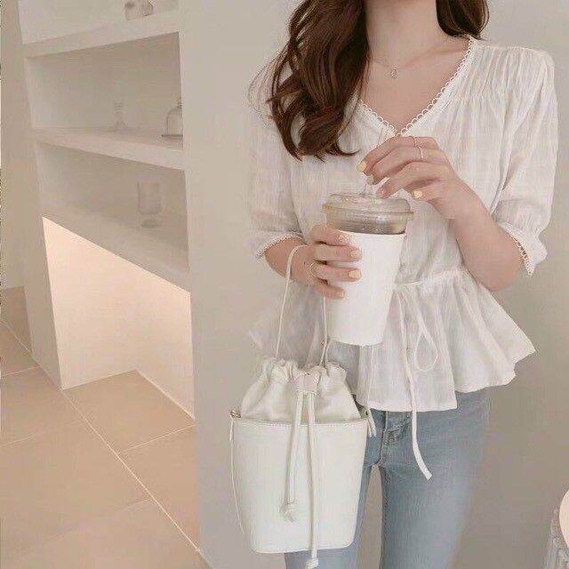 Áo sơ mi cột dây eo ảnh thật cuối xinh