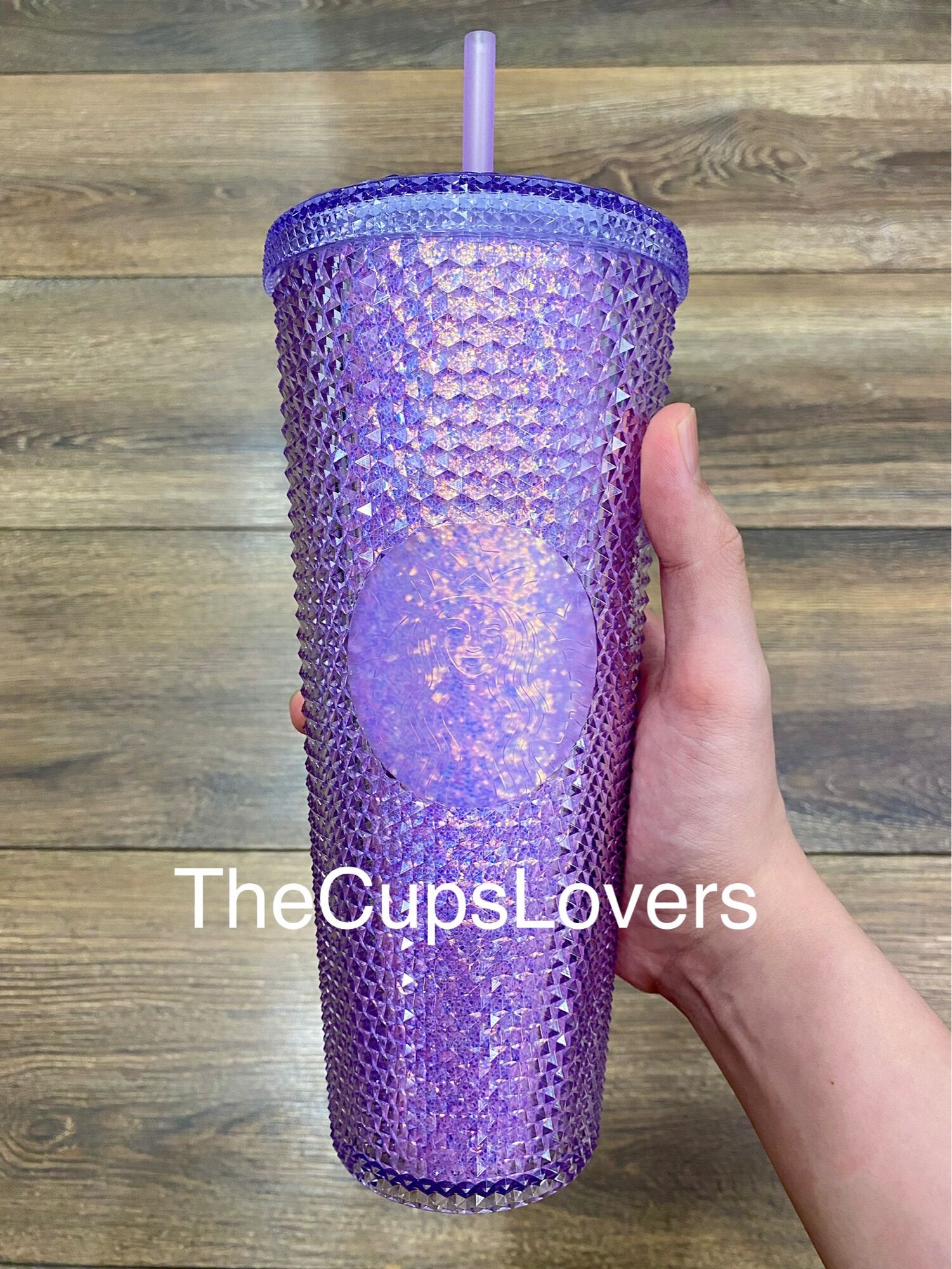 Ly starbucks studded màu tím bling lilac