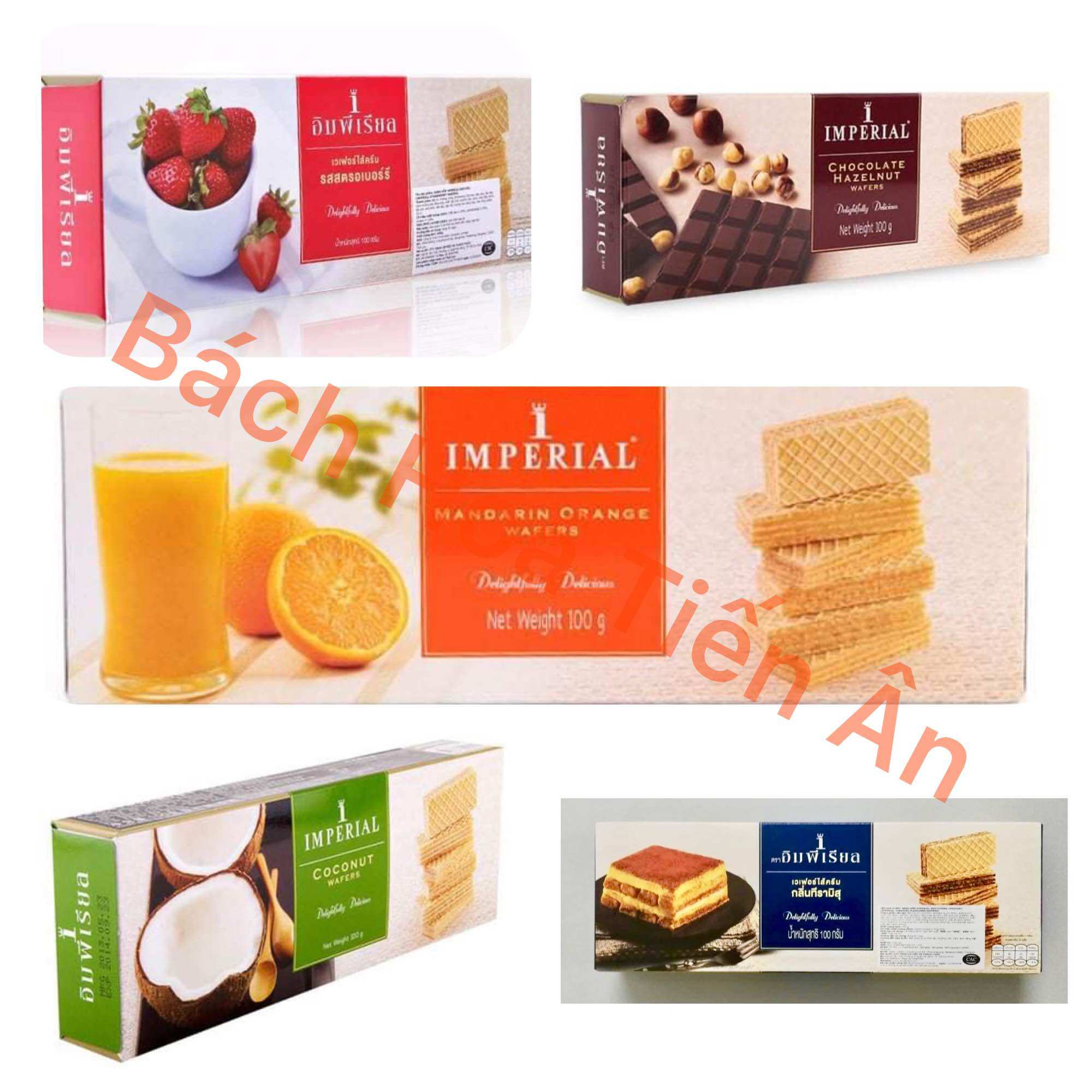 Combo 2 hộp Bánh Xốp Nhân Kem Mix  Nhiều Vị Imperial (100g x 2 hộp) Thái Lan