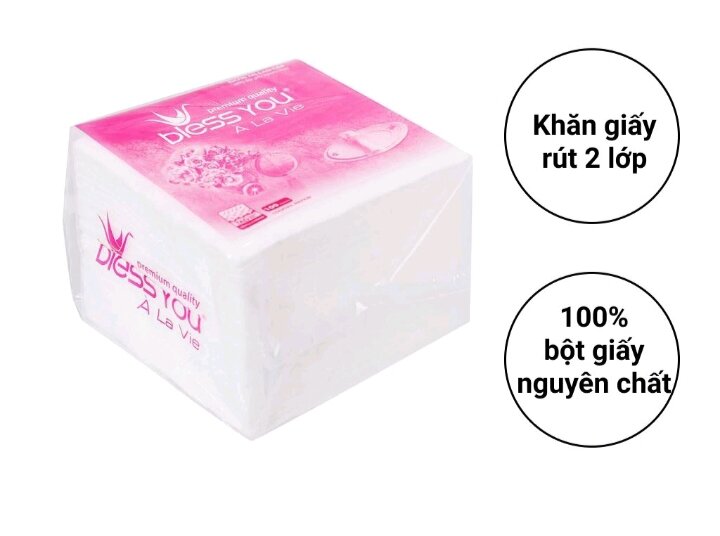 Khăn Giấy ĂN Blessyou 23x23 cm / Đóng Gói 12x12 cm 100 Tờ - Hàng Chính Hãng - G8