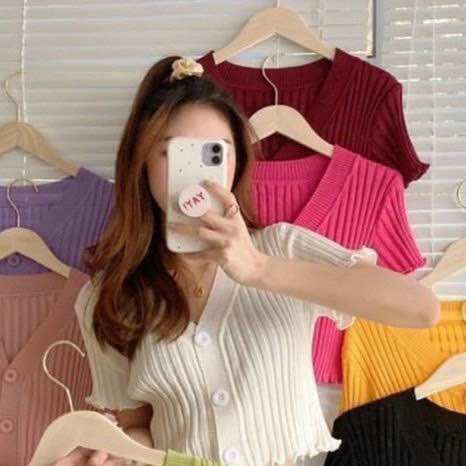 Áo Croptop Xốp Mềm Cổ Tròn Ngắn Tay, vải xốp quảng châu xịn