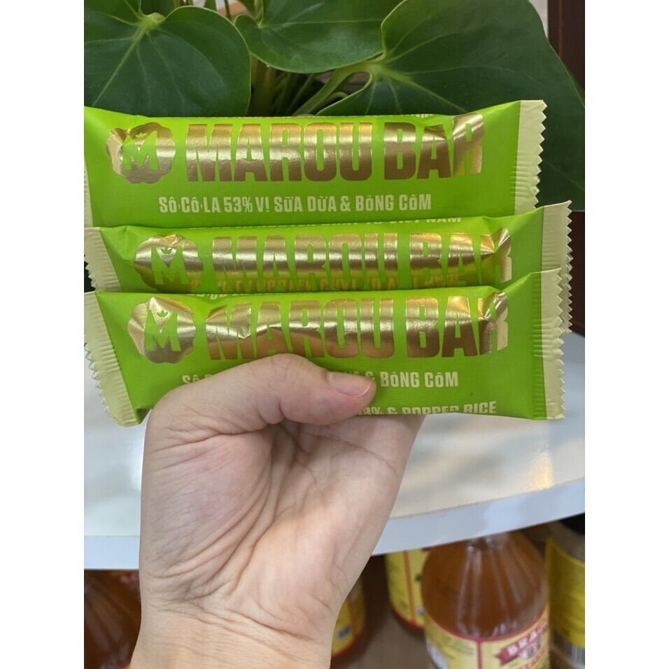 Marou sôcôla thanh giòn tan 53% sữa dừa và bỏng cốm - crunchy coconut milk chocolate bar 53% & popped rice