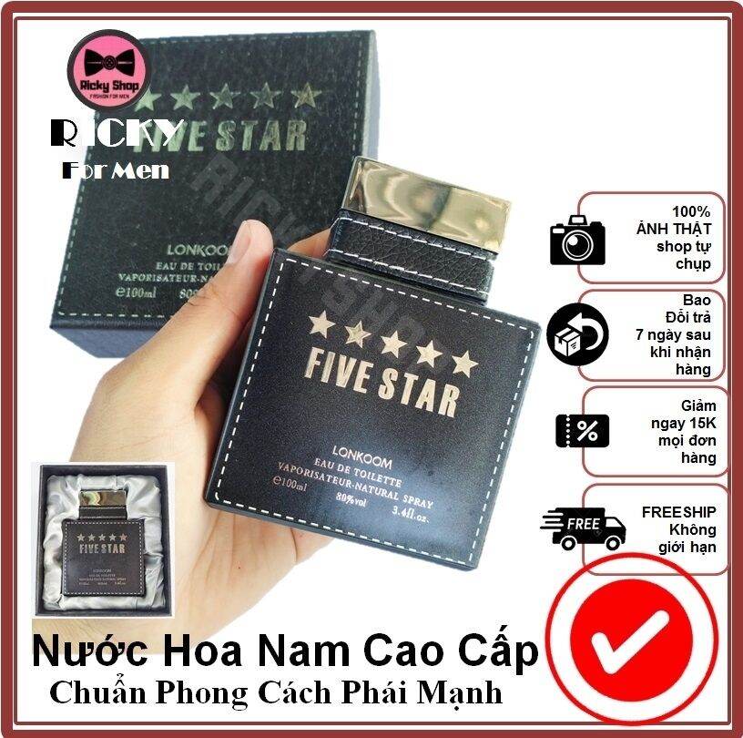 Nước hoa nam chính hãng five star 5 sao lonkoom 100ml