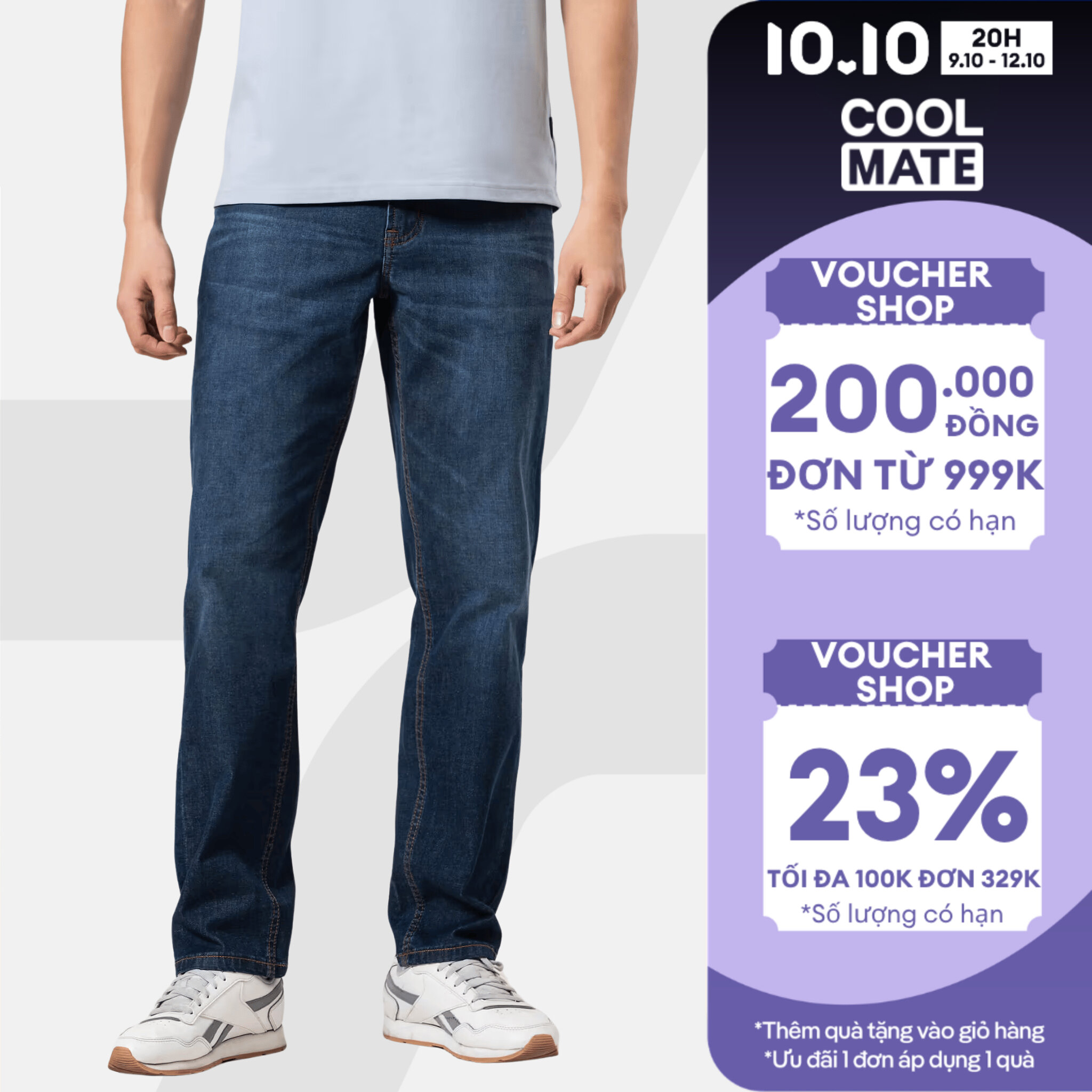 Quần Jeans Nam ống suông dáng straight siêu nhẹ, mềm mại, thoải mái, Quần bò mặc đi chơi, dạo phố Coolmate
