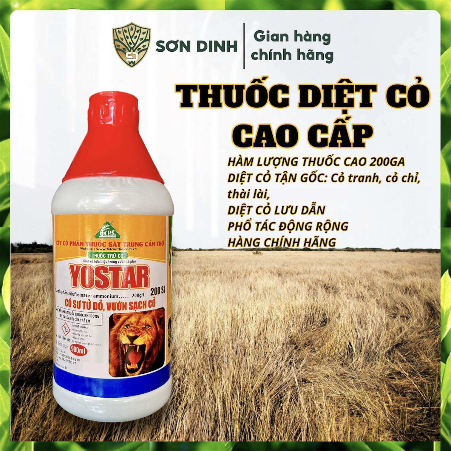 Cỏ Thuốc diệt cỏ cao cấp Yostar 200SL lưu dẫn cháy khô, héo nhanh diệt các loại cỏ Thuốc trừ cỏ thế hệ mới phổ tác động rộng