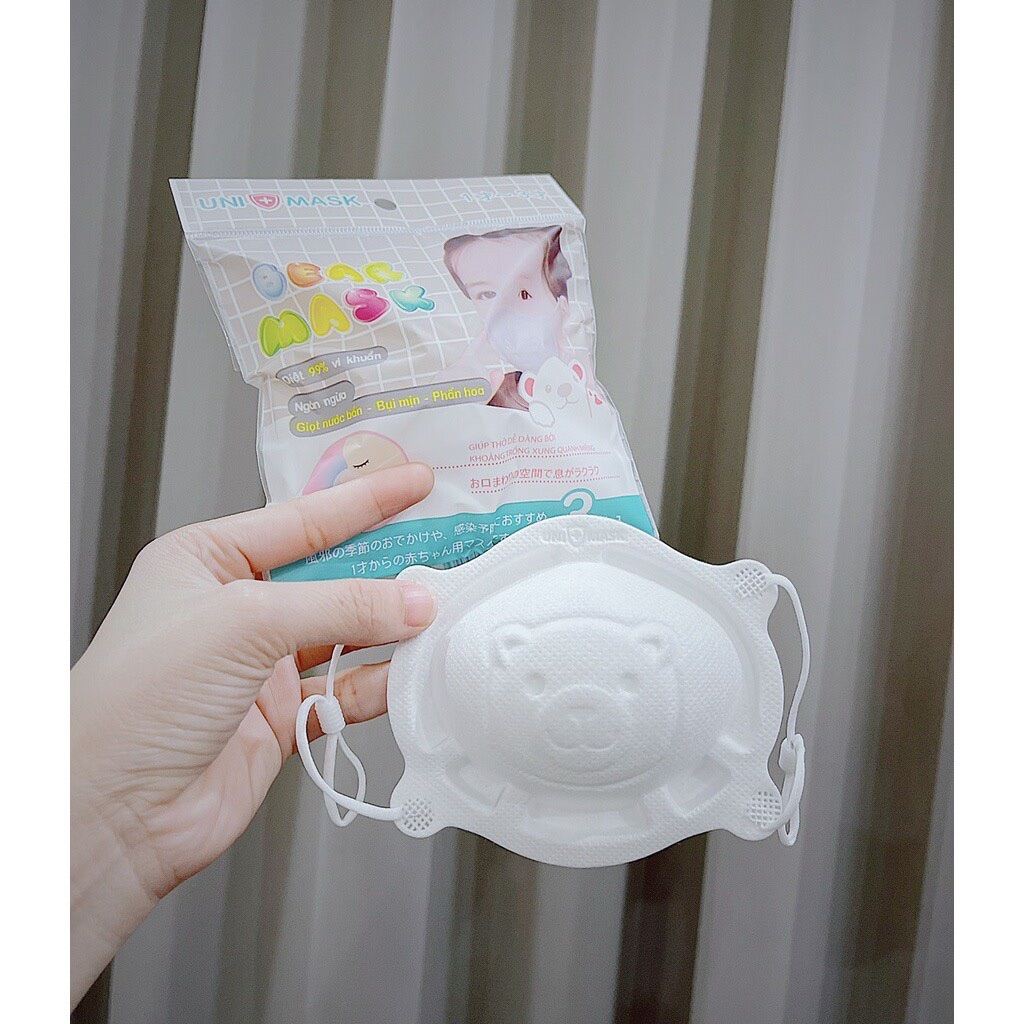 [0-3 Tuổi] Khẩu trang Uni Mask 3D hình gấu cho bé (Túi 3 chiếc)
