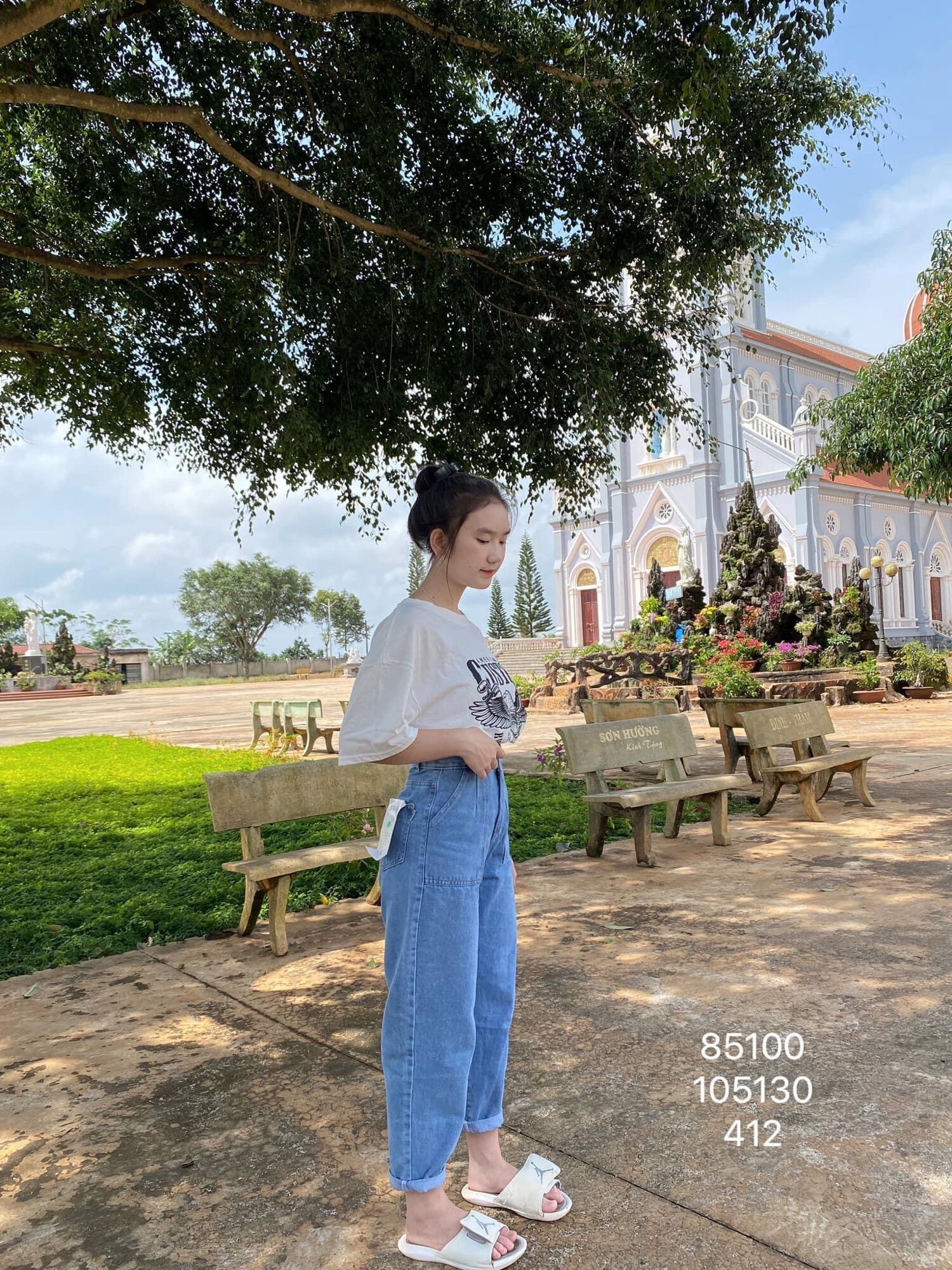 Set Baggy Jeans 2Nút Túi Đắp + Tshirt Custom🌞