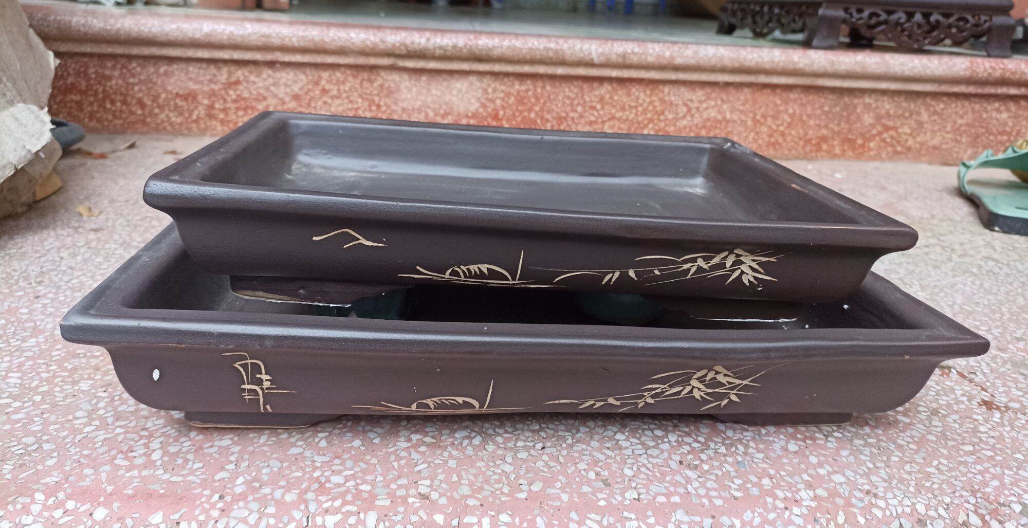 cặp khay làm tiểu cảnh, mô hình bonsai