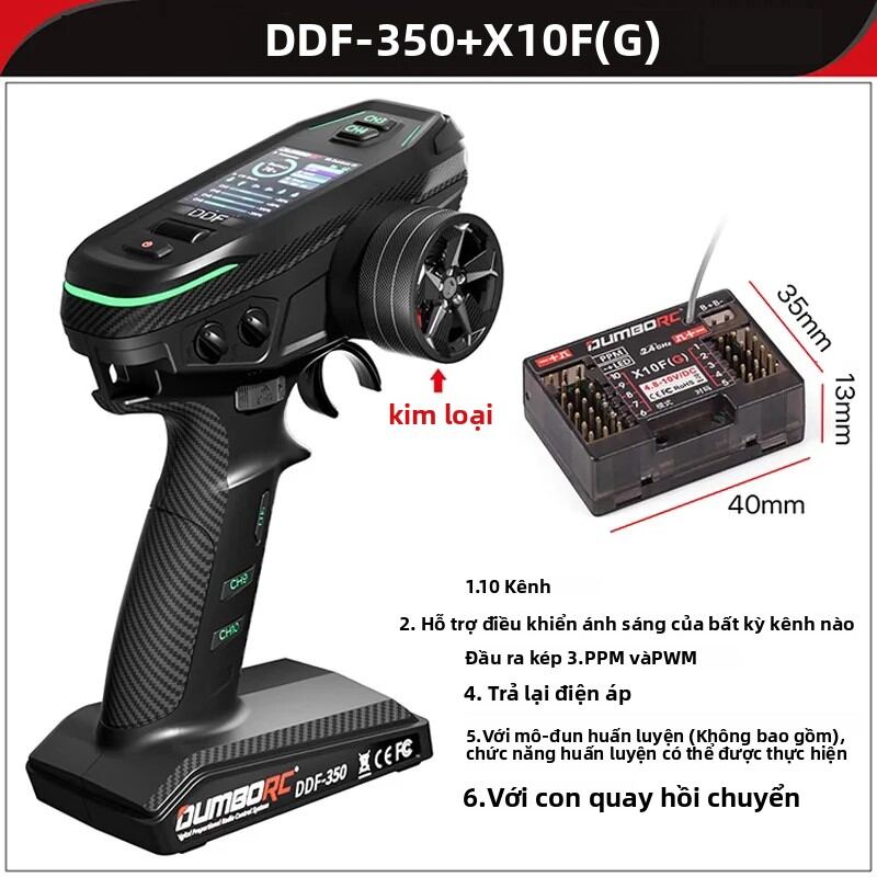 DUMBORC 10CH DDF-350 Bộ Phát Sóng Vô Tuyến Điều Khiển Từ Xa Với Màn Hình HD Con Quay Hồi Chuyển X10F
