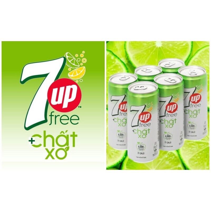 (Set 6 Lon) Nước Ngọt 7Up Chất xơ Ít Calo/ Pepsi Chanh Không Calo